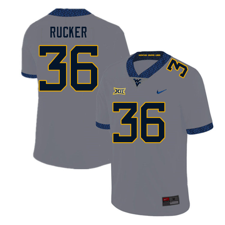 NCAA Men's Markquan Rucker West Virginia Mountaineers Gray #36 Nike Stitched Football College Authentic Jersey PC23E55QL